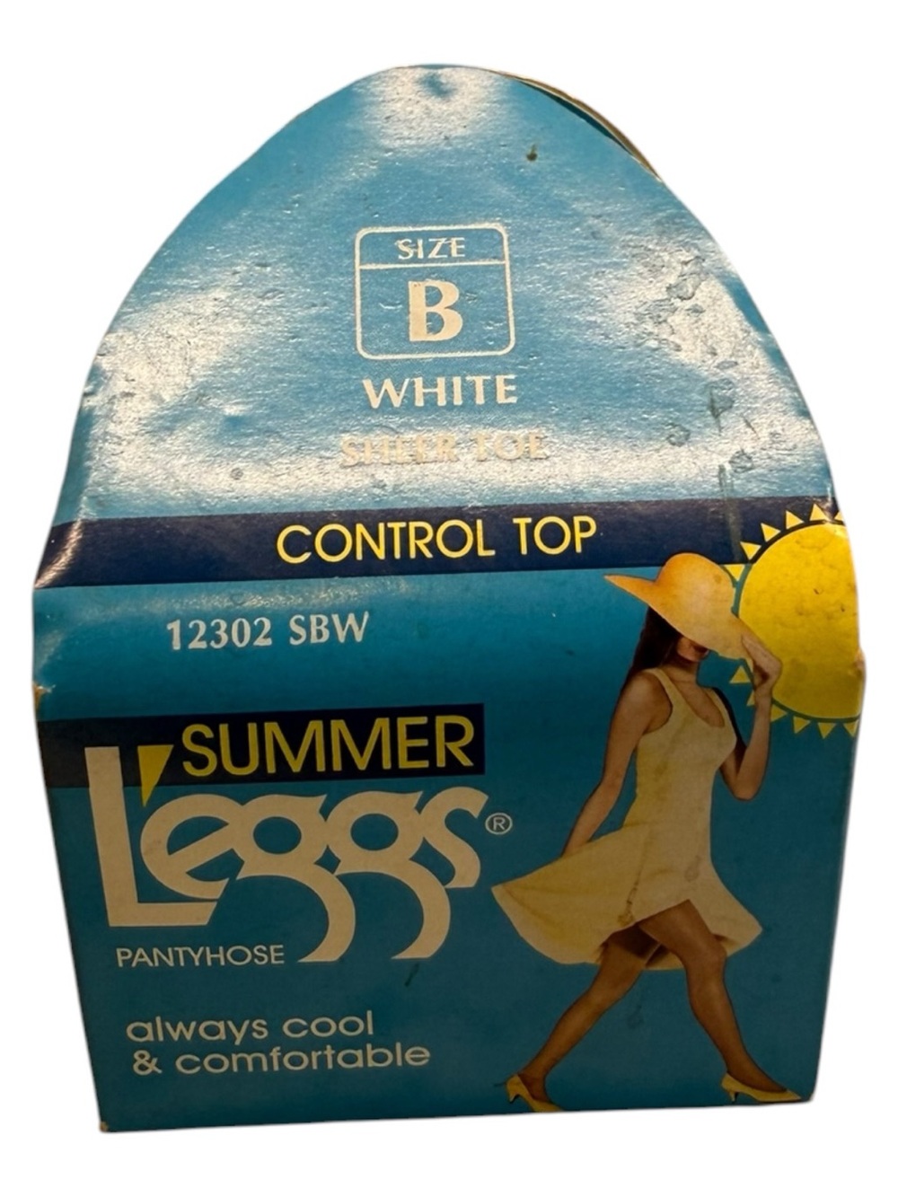 1995 Summer L’eggs Control Top Sheer Toe pantyhose White Size B 12302